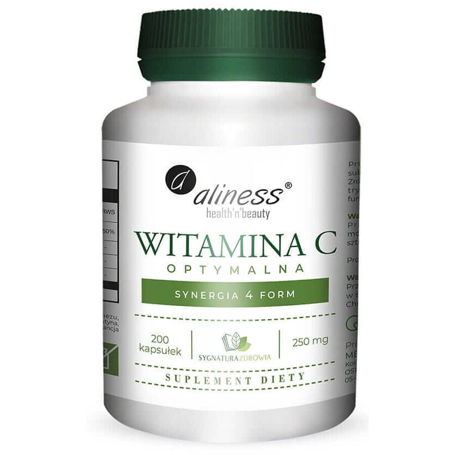 Optimales Vitamin C 250mg Synergie von 4 Formen 200 Kapseln Aliness