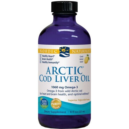 Arctic Cod Liver Oil Lemon 1060mg Wild cod liver oil 237ml, Nordic Naturals