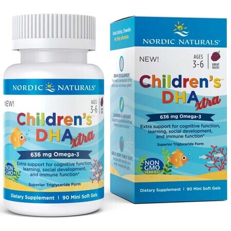 DHA xtra pour enfants 636mg Blackberry Omega-3 (90 capsules) Nordic Naturals