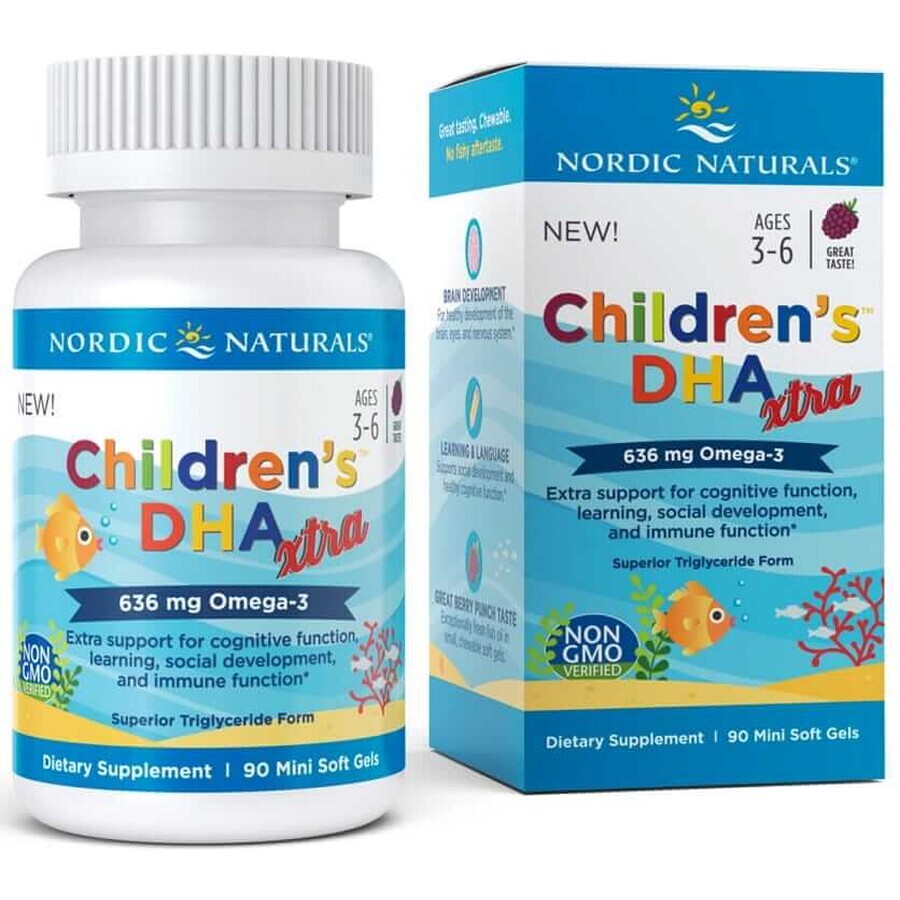 DHA xtra pour enfants 636mg Blackberry Omega-3 (90 capsules) Nordic Naturals