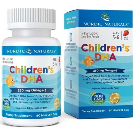 Tranium DHA 250mg Strawberry Tranium DHA 250mg for kids 90 mini soft gels, Nordic Naturals