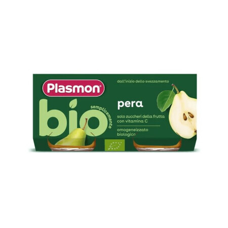 Biologische Perenmoes, + 6 maanden, 2 x 80 g, Plasmon