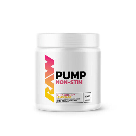 Pre Workout Pump Non Stim, 480 g, Erdbeerlimonade, Raw Nutrition