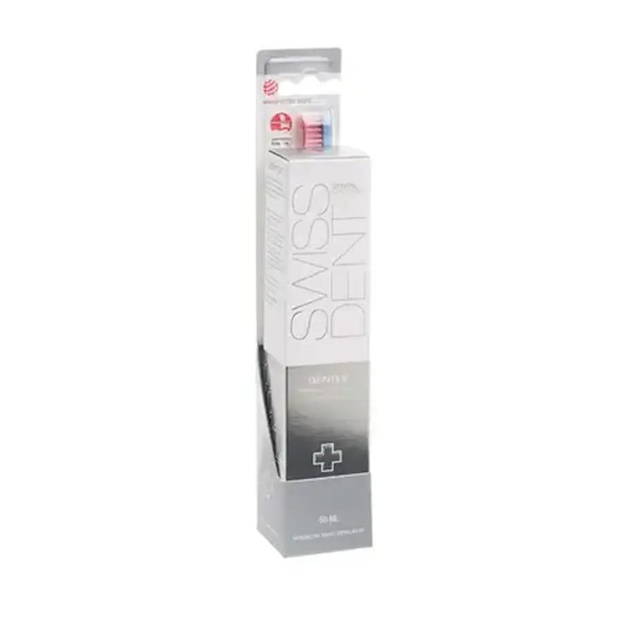 Set pâte blanchissante pour dents sensibles + brosse à dents extra souple, 50 ml + 1 pièce, Swissdent