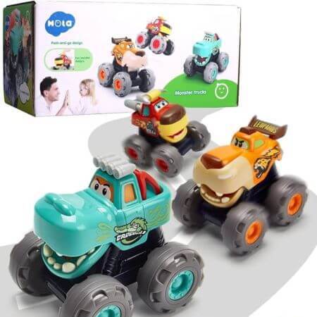 Set di 3 auto Bebe Monster Truck, 18 mesi+, Hola