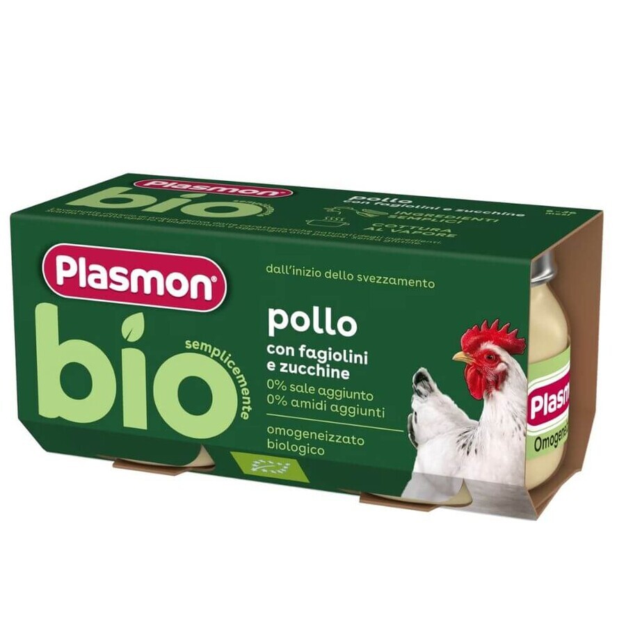 Purè di pollo e verdure biologico, +6 mesi, 2 x 80 g, Plasmon