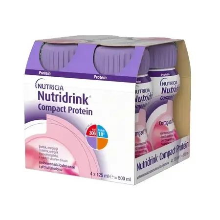 Nutridrink compact protein with strawberry flavor, 4 x 125 g, Nutricia