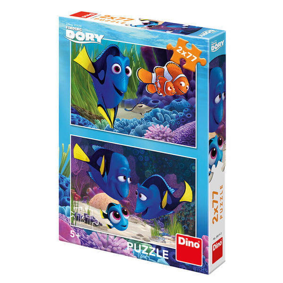 Puzzle 2 in 1 Gasirea lui Dory, 5 ani+, 2x77 piese, Dino Toys