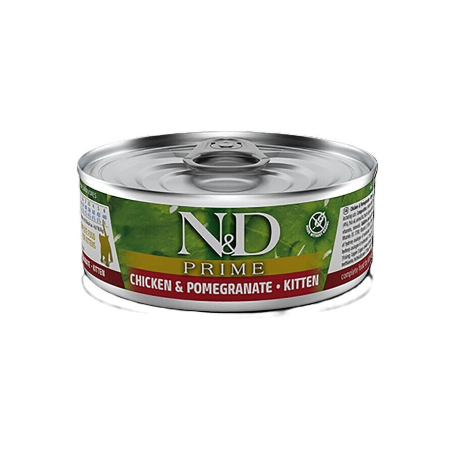 Nourriture humide au poulet et à la grenade pour chatons et chattes enceintes N&D Prime Kitten, 70 g, Farmina