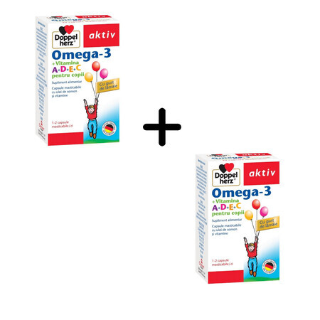 Oméga 3 Vitamine A+D+E+C pour enfants, 2 x 30 gélules, Doppelherz