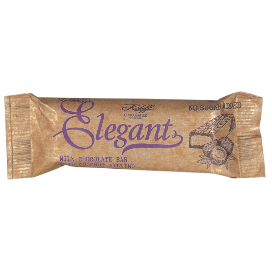 Milk chocolate bar, sugar free, with coconut milk cream, 30 g, Elegant