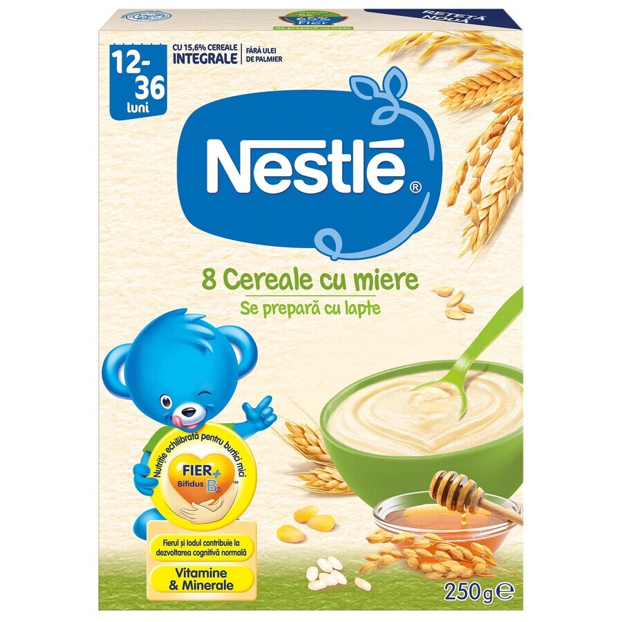 8 Céréales au miel, +12 mois, 250g, Nestlé