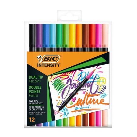 Markere de colorat cu dublu varf Intensity, 12 buc, BIC