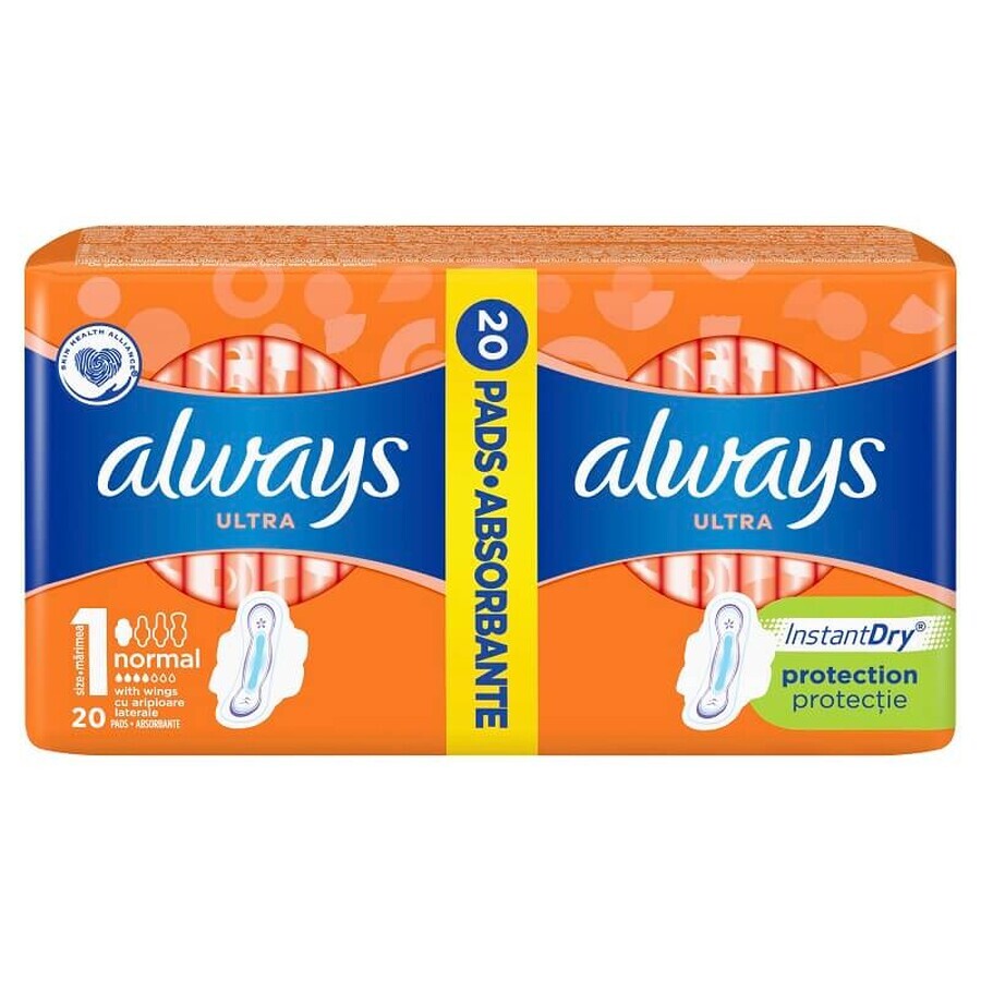 Always Duo Ultra Plus Absorbent Pack, 20 pièces, Taille 1, P&G