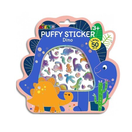 Fluffy stickers 3D dinosaurussen, +3 jaar, Avenir