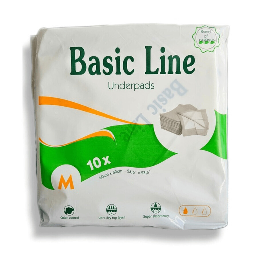 Basic Line Ligne de base biodégradable, 60 x 60 cm, 10 pièces, Nateen