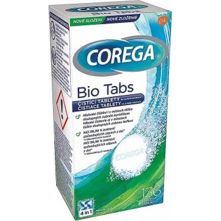 COREGA BIO Tabs 1x136 pcs, tablets for cleaning dentures