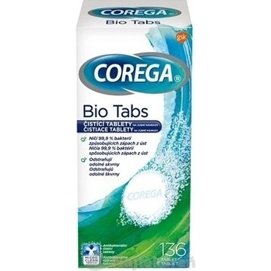 COREGA BIO Tabs 1x136 pcs, tablets for cleaning dentures