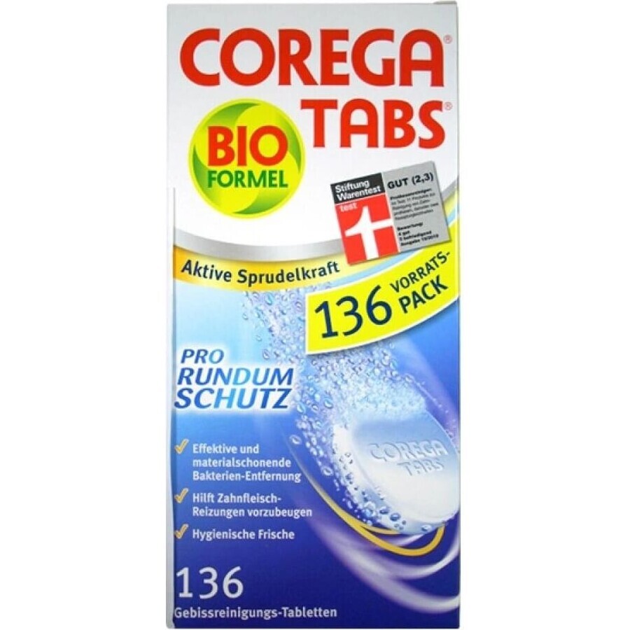 COREGA BIO Tabs 1x136 pcs, tablets for cleaning dentures