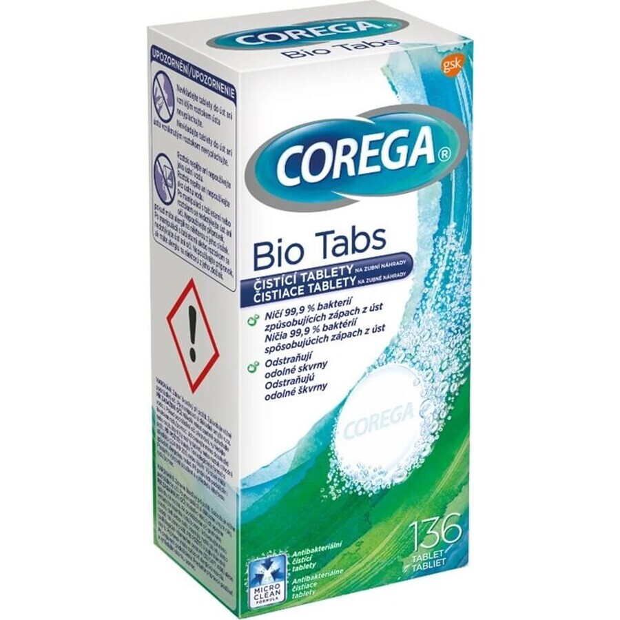 COREGA BIO Tabs 1x136 pcs, tablets for cleaning dentures