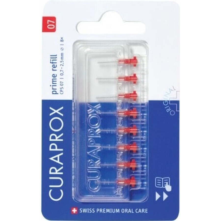 CURAPROX CPS 07 prime refill roșu 1×8 buc, perii interdentare fără suport