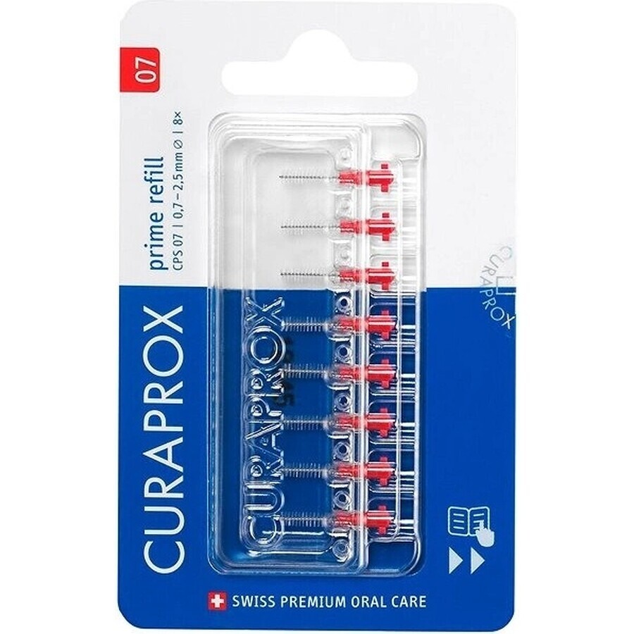 CURAPROX CPS 07 prime refill roșu 1×8 buc, perii interdentare fără suport