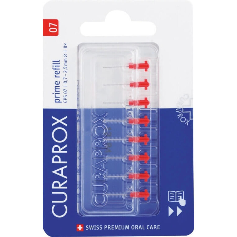 CURAPROX CPS 07 prime refill roșu 1×8 buc, perii interdentare fără suport