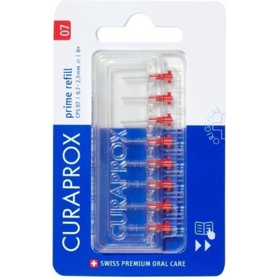 CURAPROX CPS 07 prime refill roșu 1×8 buc, perii interdentare fără suport