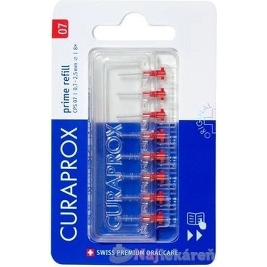 CURAPROX CPS 07 prime refill roșu 1×8 buc, perii interdentare fără suport