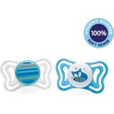 CHICCO Physio Light sucette silicone garçon - bande / 2 pcs, 6-16 m+ 1×2 pcs, sucette orthodontique