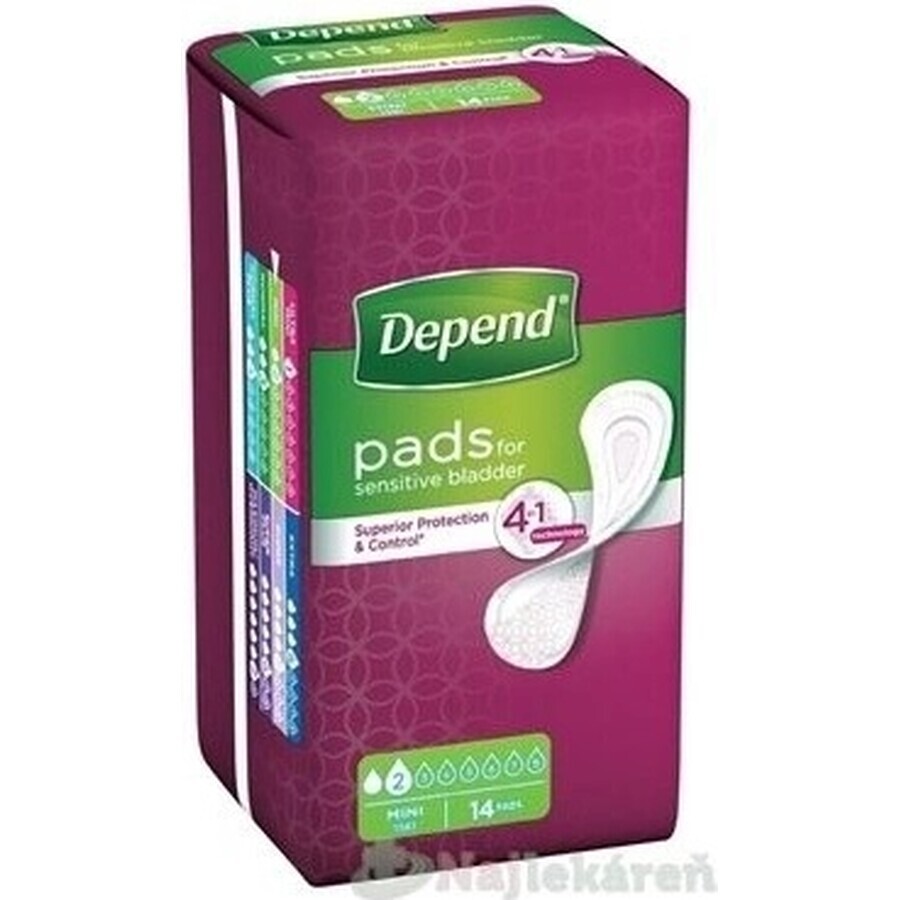 DEPEND MINI 1×14 pcs, protections pour l'incontinence