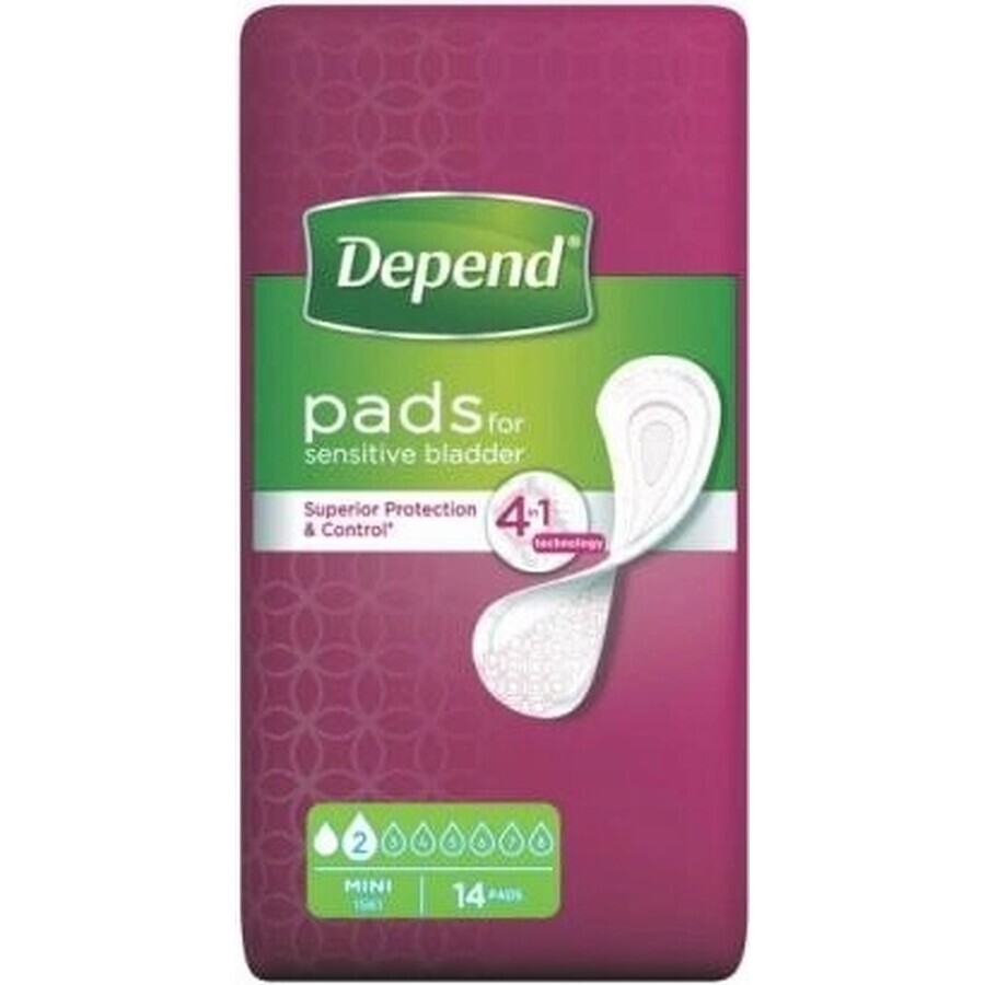 DEPEND MINI 1×14 pcs, protections pour l'incontinence