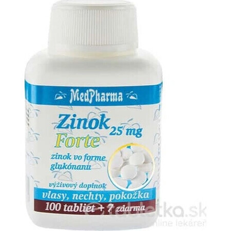 MedPharma ZINOC 25 mg Forte 1×107 tbl, (gluconate de zinc)