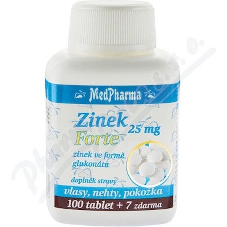 MedPharma ZINOC 25 mg Forte 1×107 tbl, (gluconate de zinc)