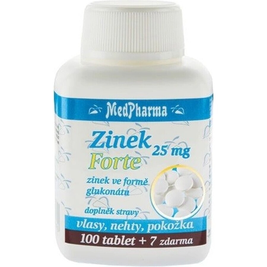 MedPharma ZINOC 25 mg Forte 1×107 tbl, (gluconate de zinc)