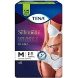 TENA Silhouette Normal Taille Basse Blanc M 1×6 pièces, sous-vêtements d'incontinence pour femmes