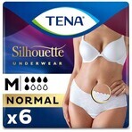 TENA Silhouette Normale Vita Bassa Blanc M 1×6 pezzi, biancheria intima per incontinenza da donna