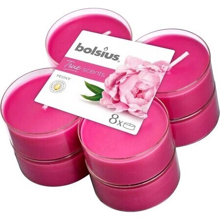 Bolsius Aromatic 2.0 Tea Maxi 8pcs Peonía, velas perfumadas 1×8 pcs, velas perfumadas