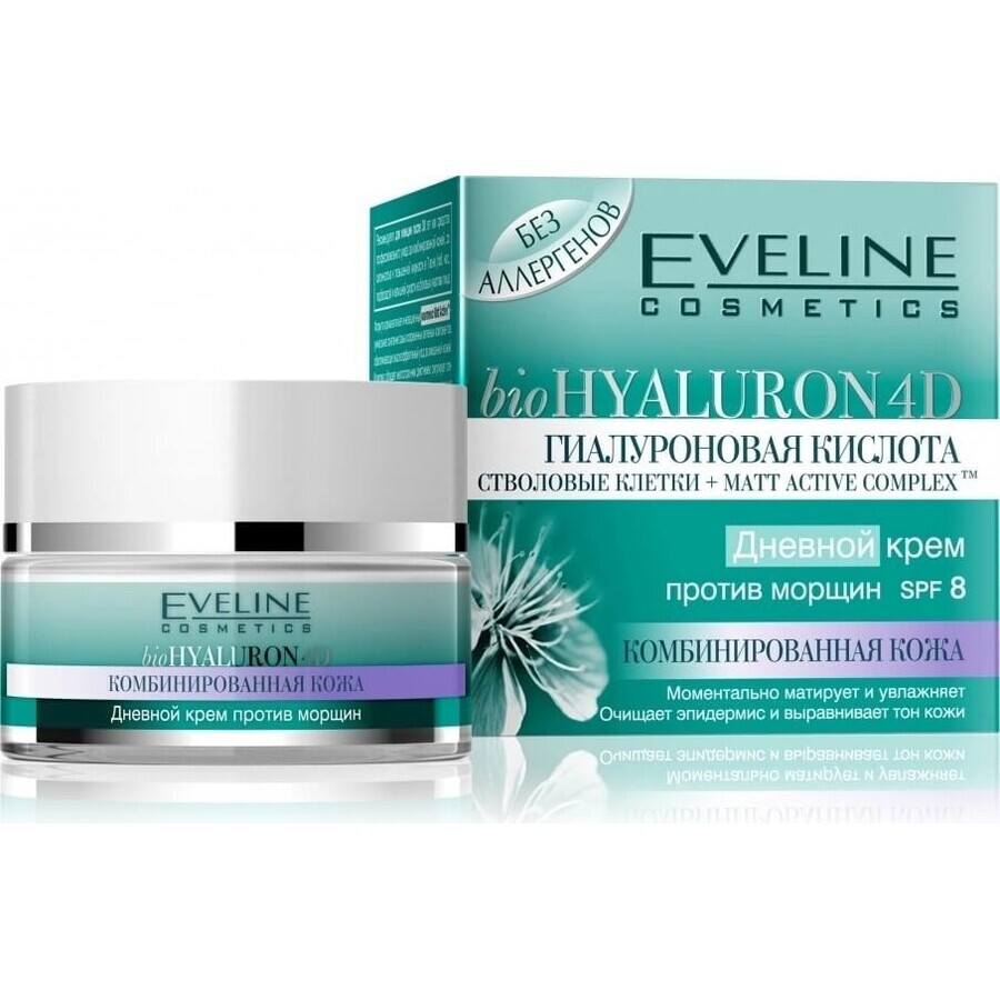 Eveline Hyaluron Clinic Dag- en Nachtcrème 30+ 1×50 ml, diep hydraterende crème voor de eerste rimpels