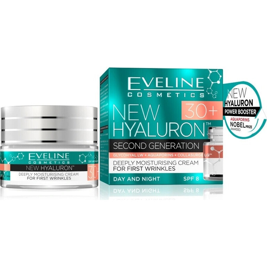 Eveline Hyaluron Clinic Dag- en Nachtcrème 30+ 1×50 ml, diep hydraterende crème voor de eerste rimpels