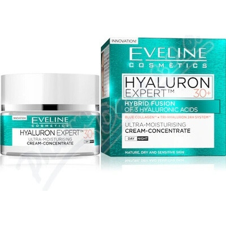 Eveline Hyaluron Clinic Dag- en Nachtcrème 30+ 1×50 ml, diep hydraterende crème voor de eerste rimpels