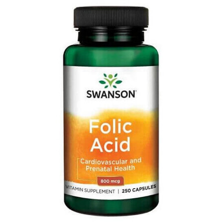 Acide folique 800 mcg, 250 gélules, Swanson