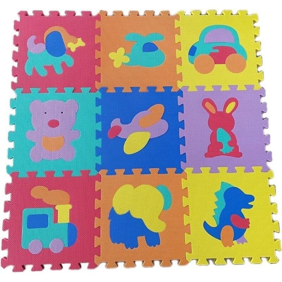 FOAM MASTER TRADING Foam mat animals and vehicles 1×9 pcs, foam puzzle