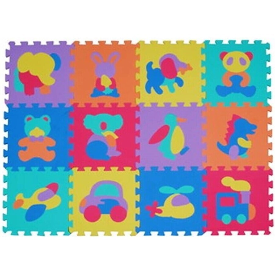 FOAM MASTER TRADING Foam mat animals and vehicles 1×9 pcs, foam puzzle