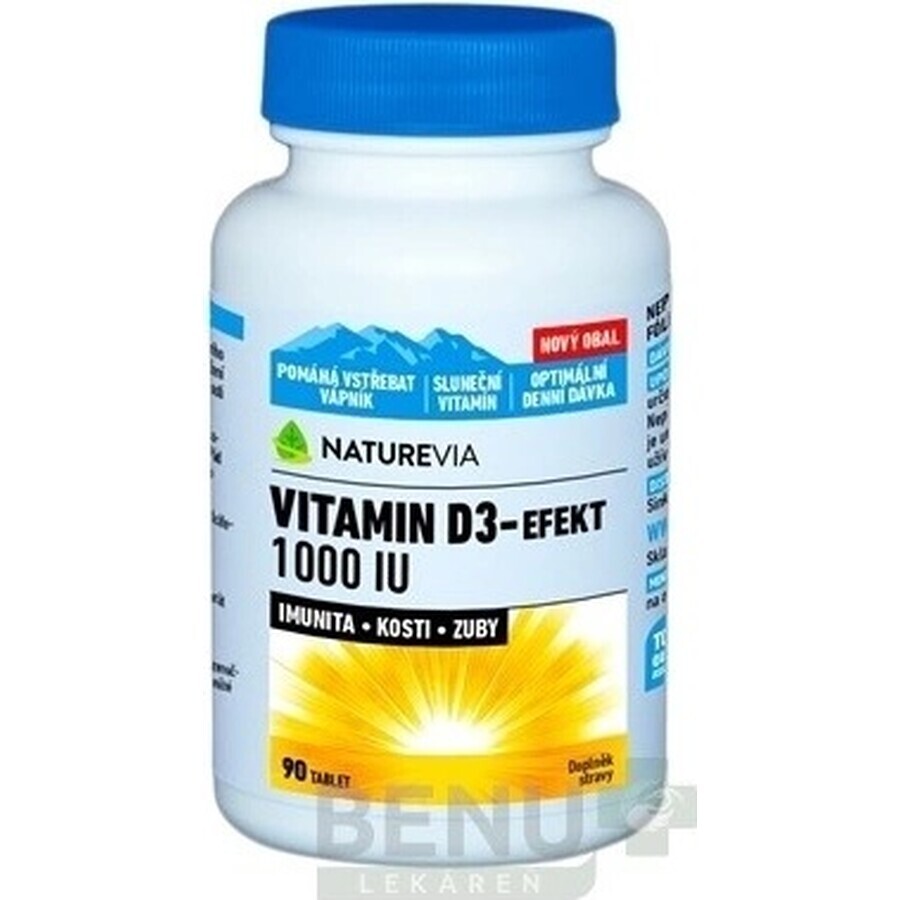 NATUREVIA VITAMINE D3 EFFECT 1000 U.I. 1×90 pcs, complément alimentaire