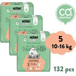 Muumi Baby 5 Maxi+ 10-16 kg, 1×132pcs paquet mensuel de couches bio, ECO Nappies