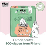 Muumi Baby 5 Maxi+ 10-16 kg, 1×132pcs paquet mensuel de couches bio, ECO Nappies