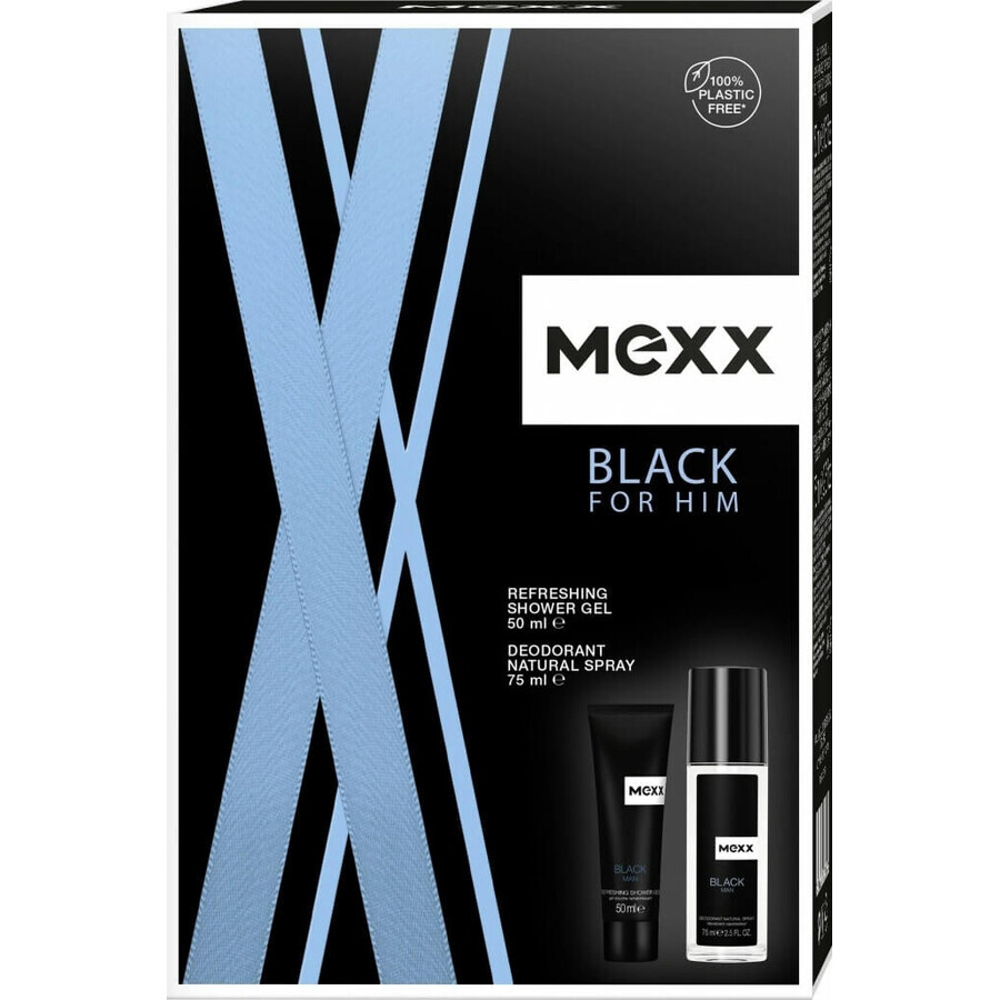 MEXX BLACK MAN desodorante 75ML + gel de ducha 50ML 1×1pc, set cosmético para hombre