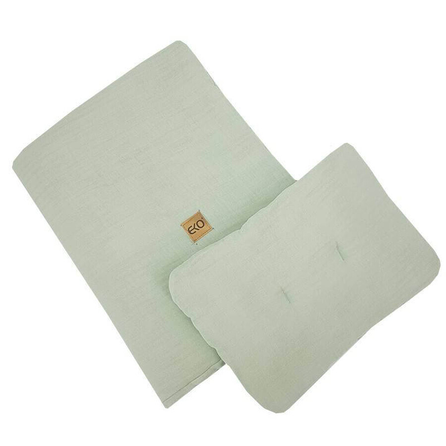 EKO 2-part muslin crib set Mint 30x40 cm, 75x100 cm