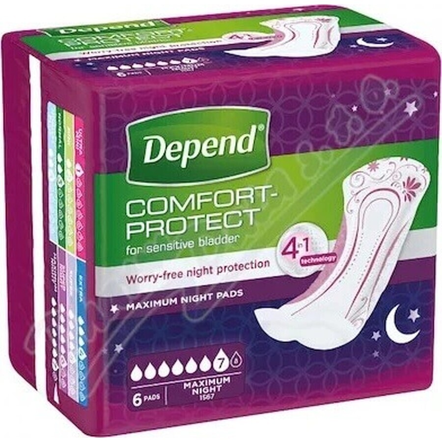 DEPEND MAXIMUM incontinentieverband voor vrouwen, 12,5x34 cm, absorptie 953 ml, 1x6 st.